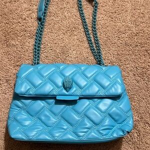 Blue Quilted Chain Shoulder Bag